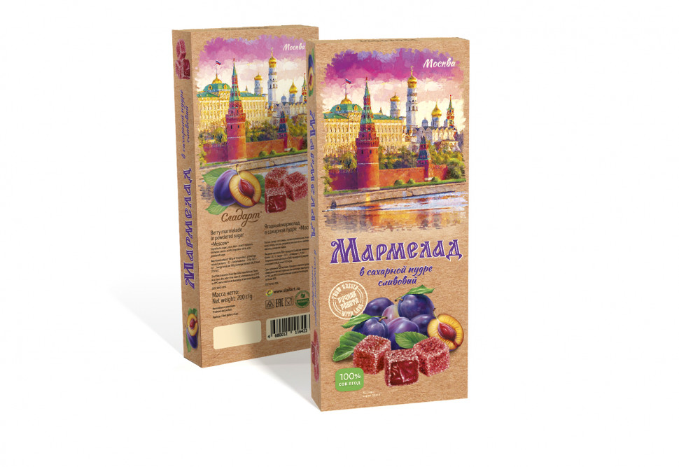  Сладарт Мармелад Сливовый МОСКВА в сахарной пудре (642), 200г   в Фрязине