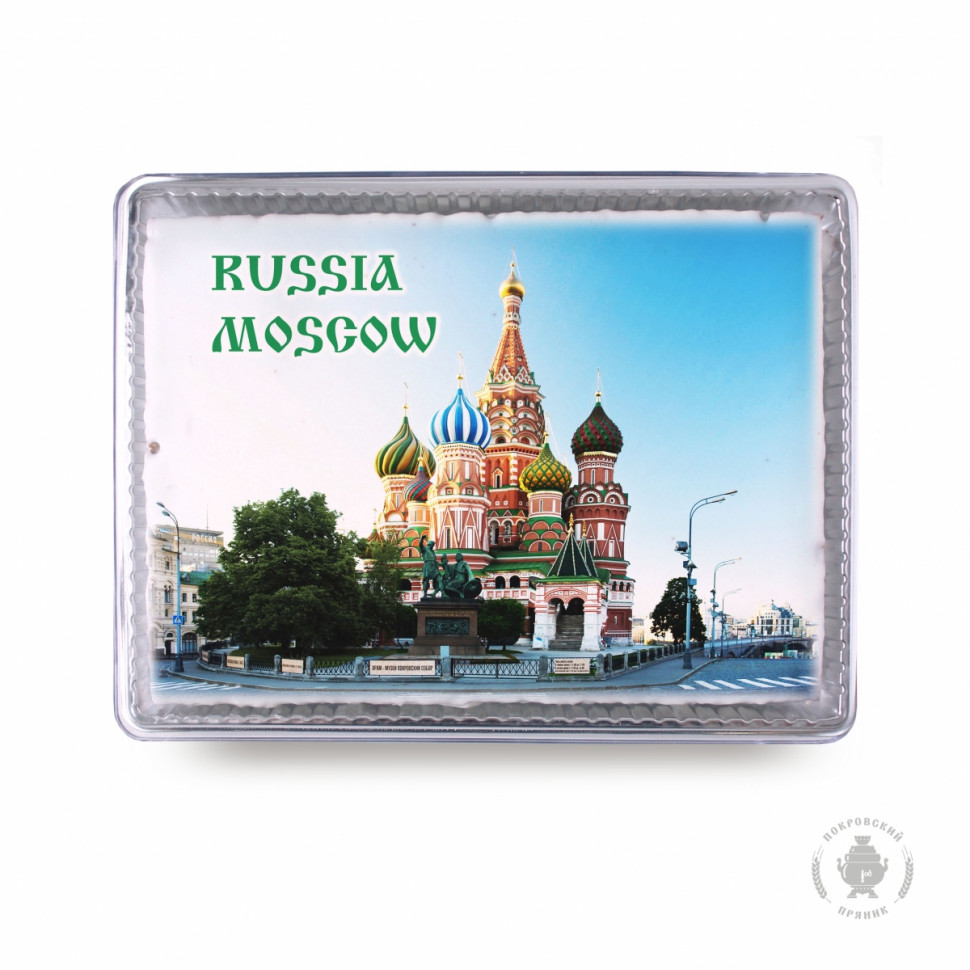  Пряник 600г RUSSIA MOSCOW с фотопечатью (в подарочной пластиковой упаковке)  в Фрязине